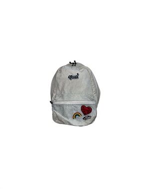 Vans Light Denim Backpack with Rainbow and Heart Patches